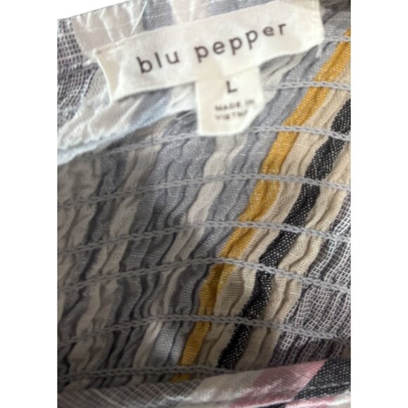 Striped Ruffle Sleeve Mini Dress By Blu Pepper Size L - Picture 4 of 8